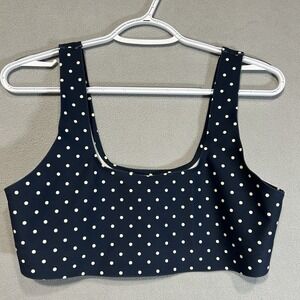Parade Polka Dot Bra Bralette Unlined‎ Wire Free Womens Large Navy Blue White